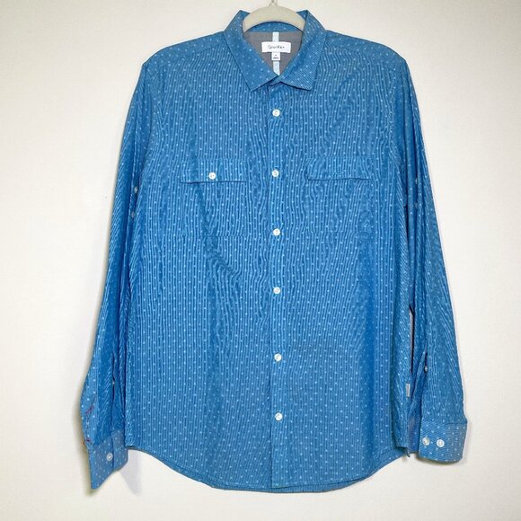 Men's Medium Calvin Klein Blue Long Sleeve Button Down Shirt - Picture 1 of 8